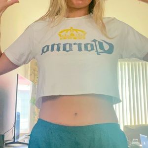 Corona Brand white cropped top with the label on it. Only worn once for pictures